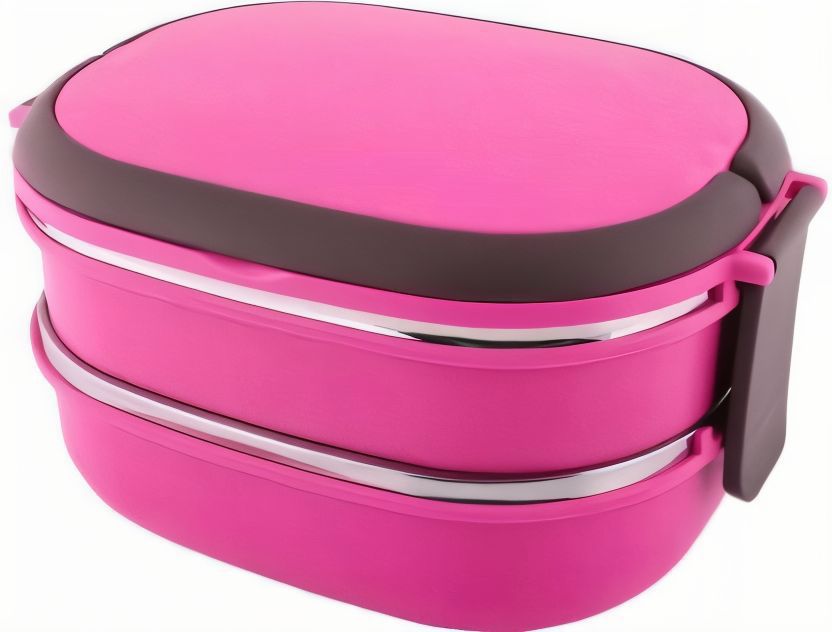 Double Layer Stainless Steel Inner HotnCold Lunch Box with Box Packing (Mix/Random colour)