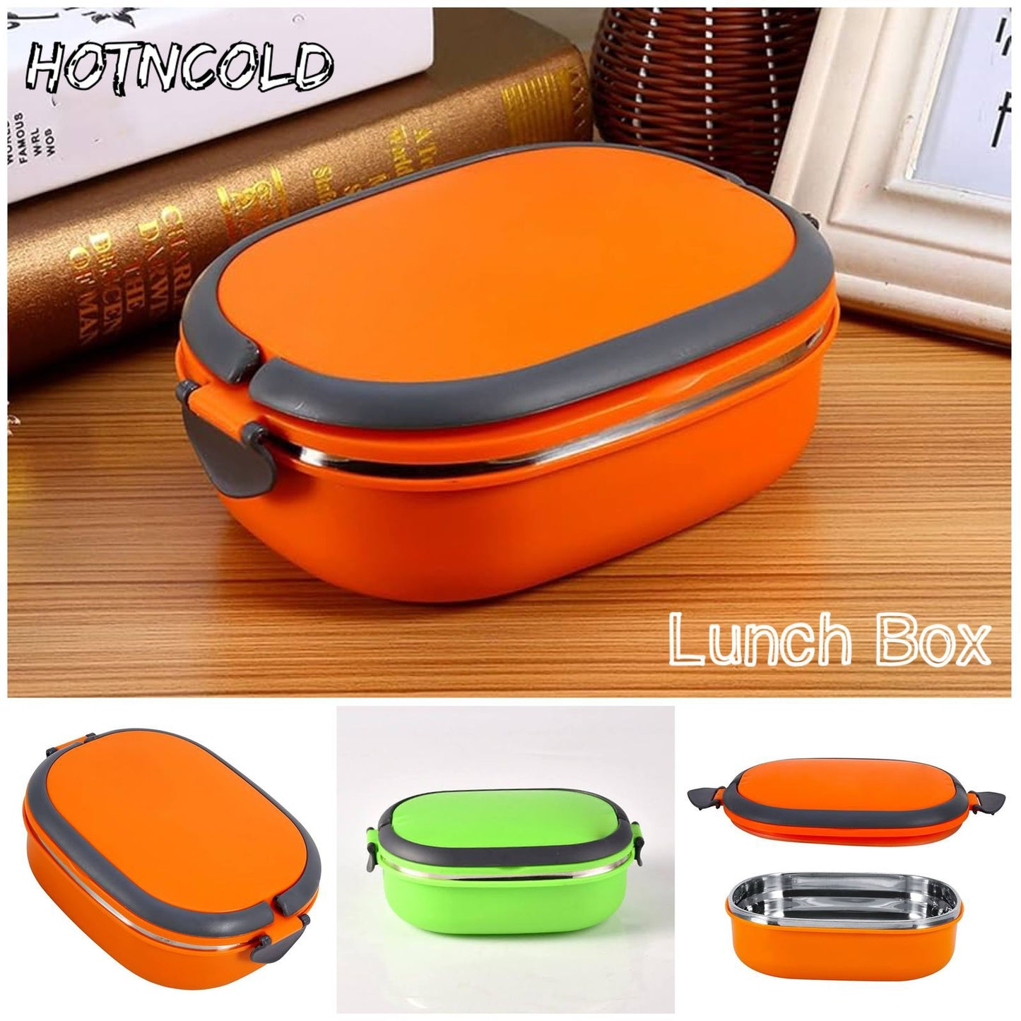 Double Layer Stainless Steel Inner HotnCold Lunch Box with Box Packing (Mix/Random colour)