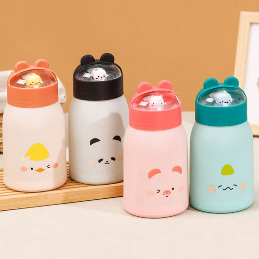 Cute Kitty Top Toys Water Bottles with Glass Material and Plastic Coated (Mix/Random colour)