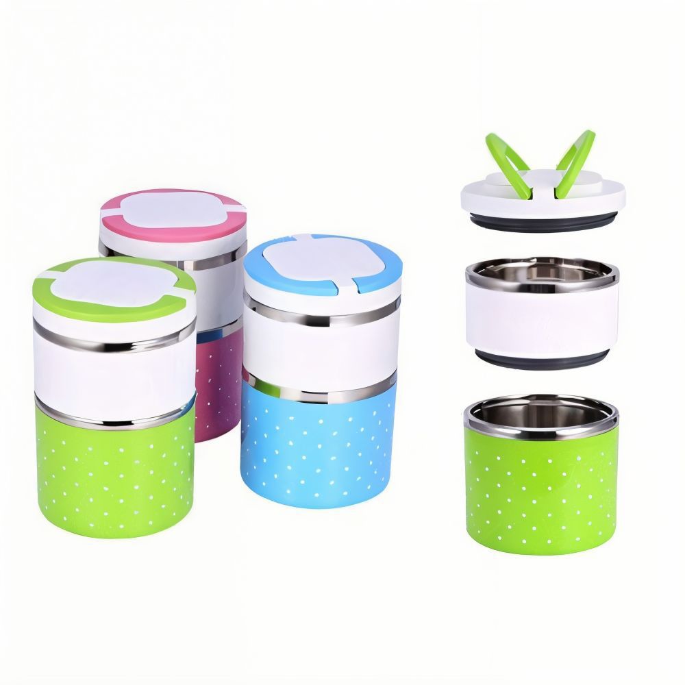 Two Layer Round HotnCold Handle Tiffin Office Lunch Box (with Box Packing)