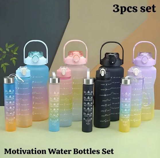 Set of 3pcs Motivational Water Bottles Set (Mix/Random colour)