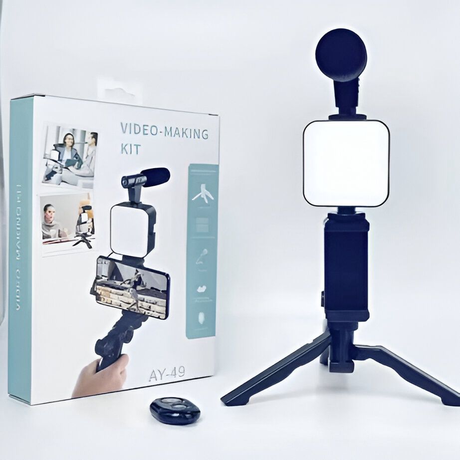 Handy Video Making Kit Ay49 with Mic / Light and Wireless Remote (with Box Packing)