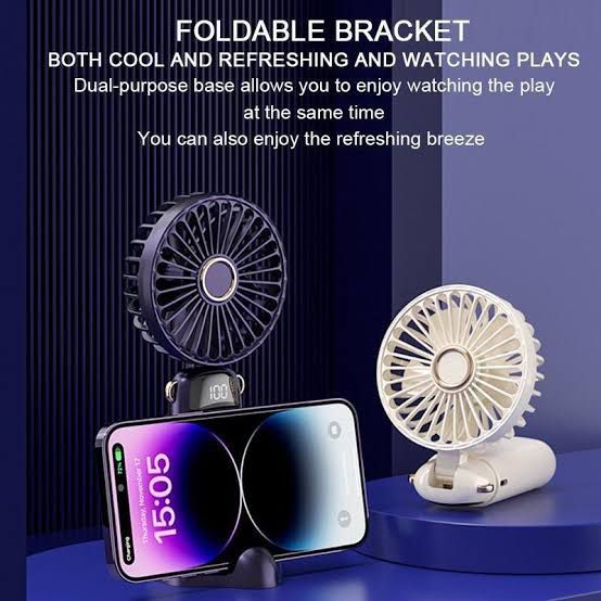 Rechargeable Digital Neck Hanging Foldable Fan with 5 Speeds